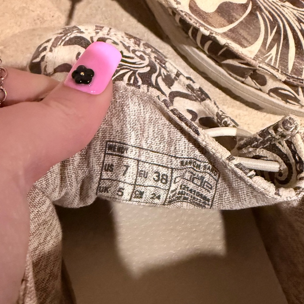 Hey Dude Cream and Brown Floral Print Flats - Picture 7 of 10